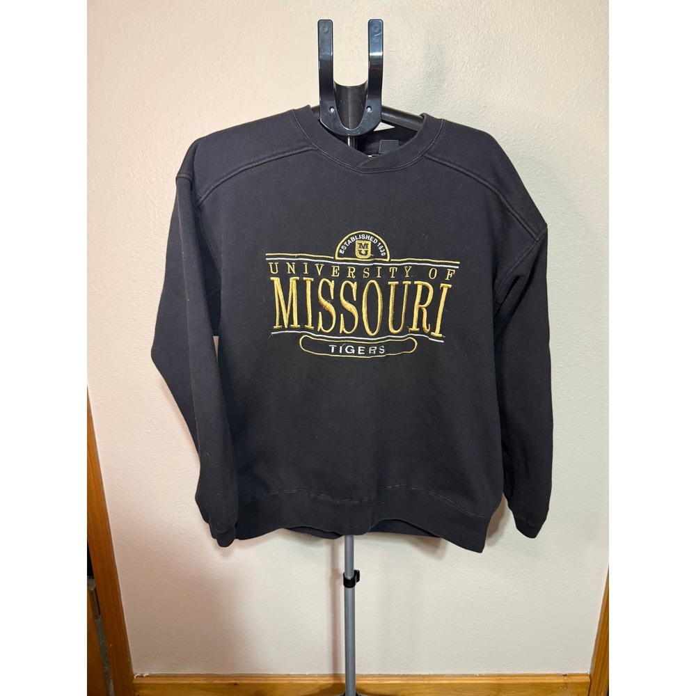Vintage Starter University of Missouri Tigers Sweatshirt Black Embroidered Large